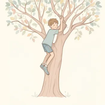 Boy Climbing Tree Minimalist Art