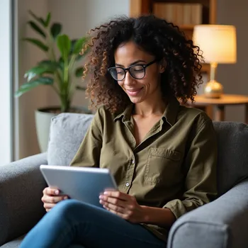 Brazilian Teacher Reading on Tablet