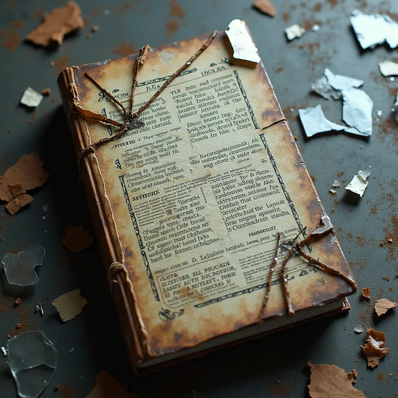 Breaking Stories - A bold book cover designed to look like a single pane of glass violently fractured across the entire surface. The cracks reveal fragments of printed text and aged paper beneath, hinting at secrets and dramatic events, all in a high-contrast, cinematic style. - AI image generated with Text