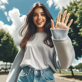 Brunette Waving Girl