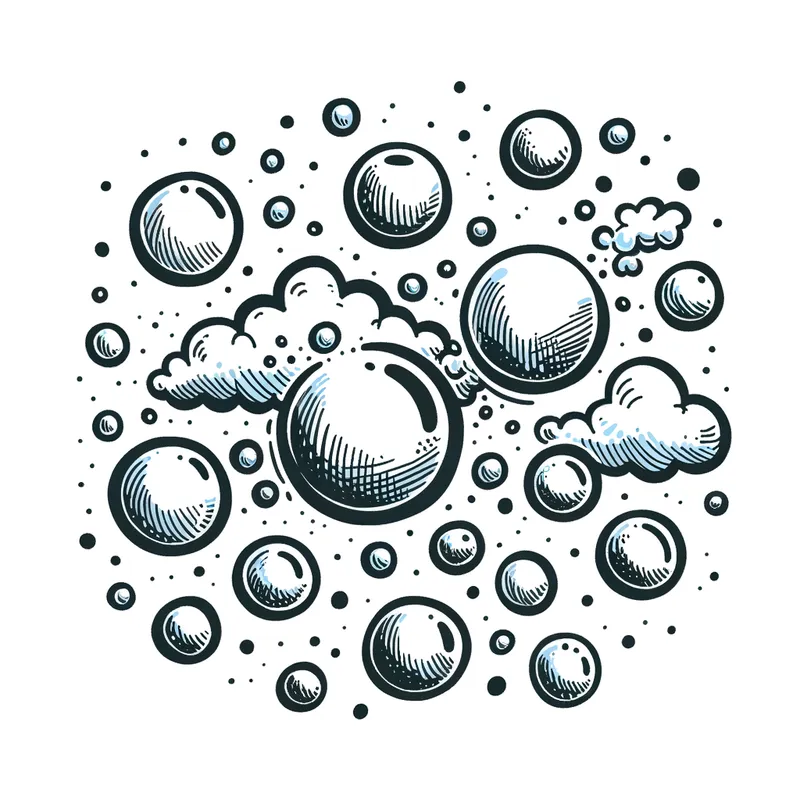 Bubbles Doodle Clip - simple clipart of bubbles floating in the air - AI image generated with Art - doodle