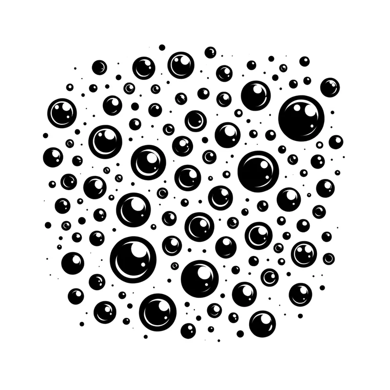 Bubbles Floating Clipart - simple clipart of black and white picture of bubbles floating in the air - AI image generated with Art