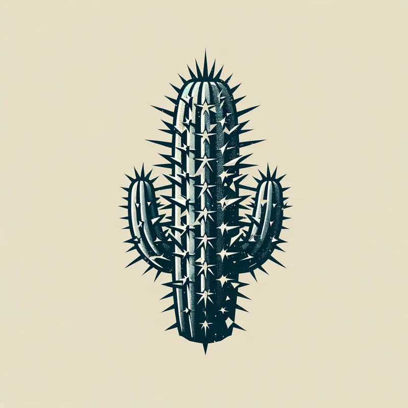 Cactus Cracked - A cactus logo where the spines are formed from shards of glass, with a cracked or weathered appearance, evoking the rugged nature of the desert. - AI image generated with Art