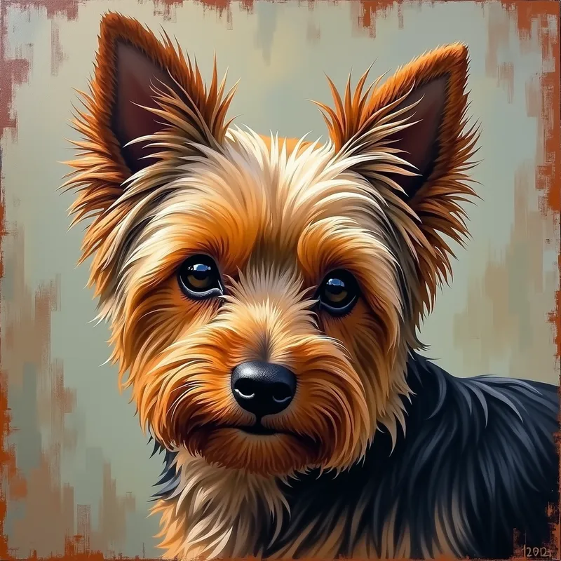 Camouflaged Yorkie Art - Hidden Yorkie. A painting that has a yorkie camouflaged.   - AI image generated with Photorealistic 2 - Kaoru Yamada