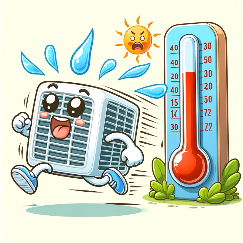 Cartoon: AC vs. Thermometer - Tangra AI Image Generator