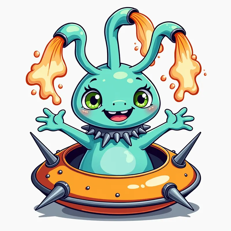 Cartoon Alien Encounter - Tangra AI Image Generator