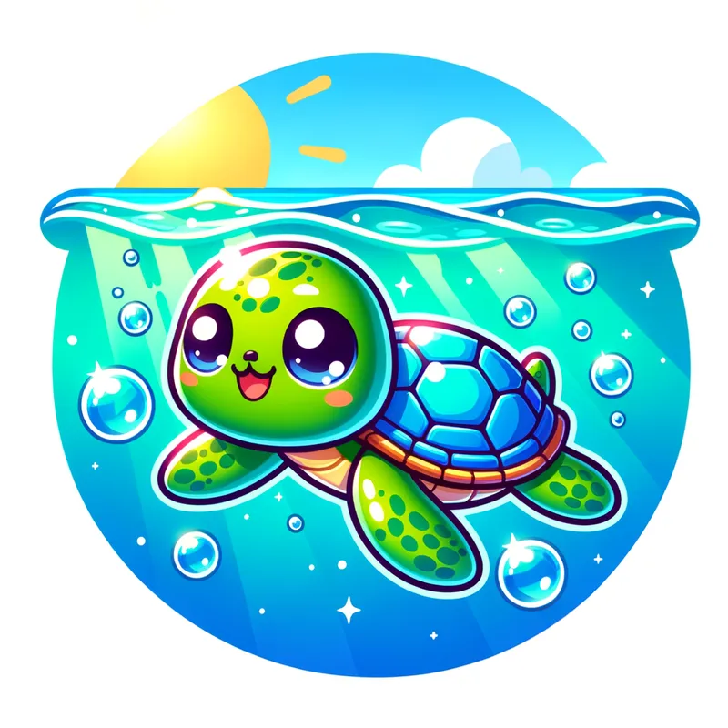 Cartoon Turtle's Swim - Cute cool turtle
swimming - AI image generated with Art - cartoony, abstract, picture of the day