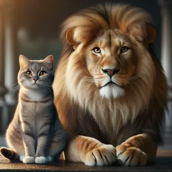 Cat Meets Lion