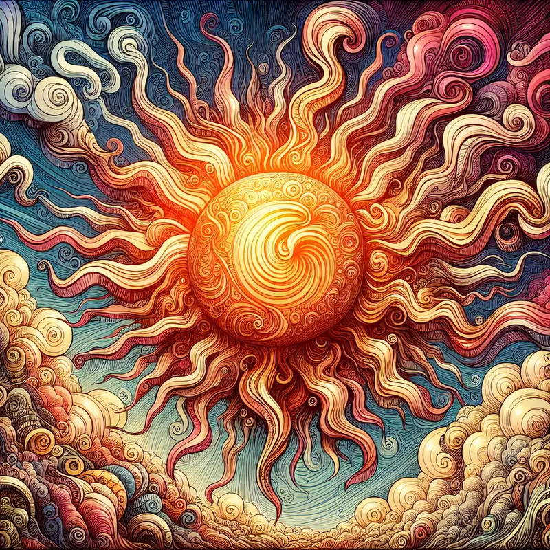 Celestial Doodle - The Sun - AI image generated with Art - doodle, hyper-surrealism