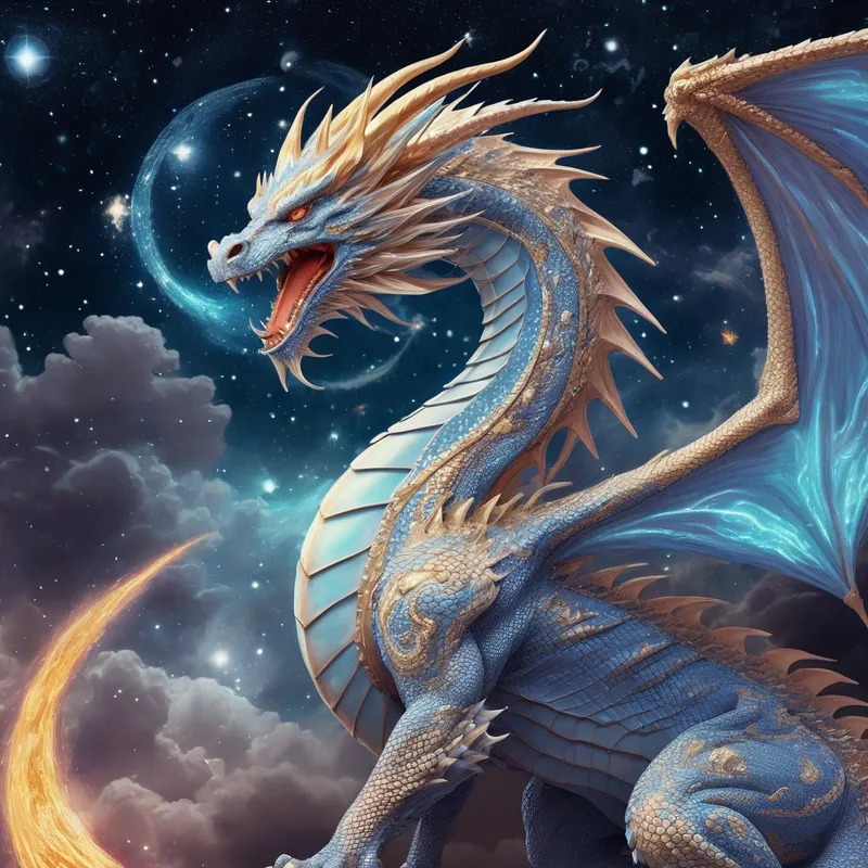 Celestial Dragon Soaring - celestial dragon - AI image generated with Stable Diffusion XL