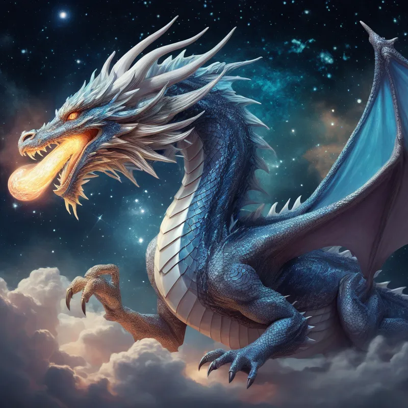Celestial Dragon Soaring - celestial dragon - AI image generated with Stable Diffusion XL