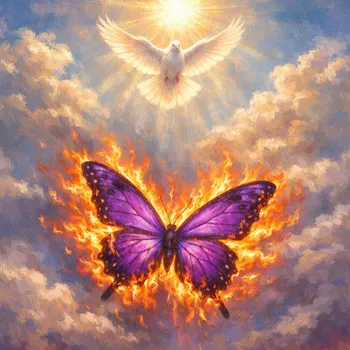 Celestial Violet Butterfly and Dove