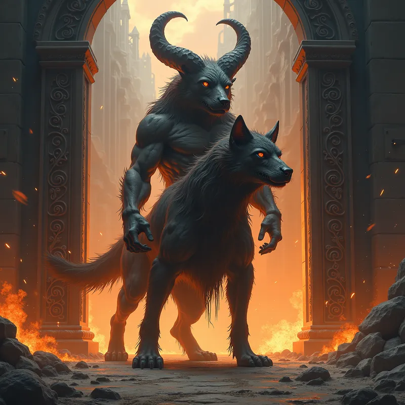 Cerberus at the Gates - Tangra AI Image Generator