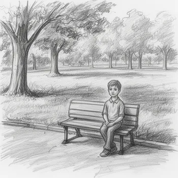 Chalk & Pencil: Boy on Bench
