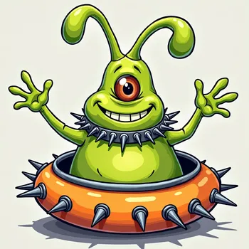 Cheerful Alien in Bright Spaceship