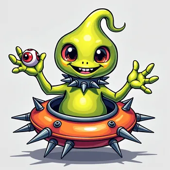 Cheerful Alien in Gothic Spaceship