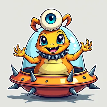 Cheerful Alien in Gothic Spaceship