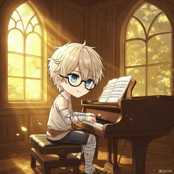 Chibi Pianist in Warm Glow