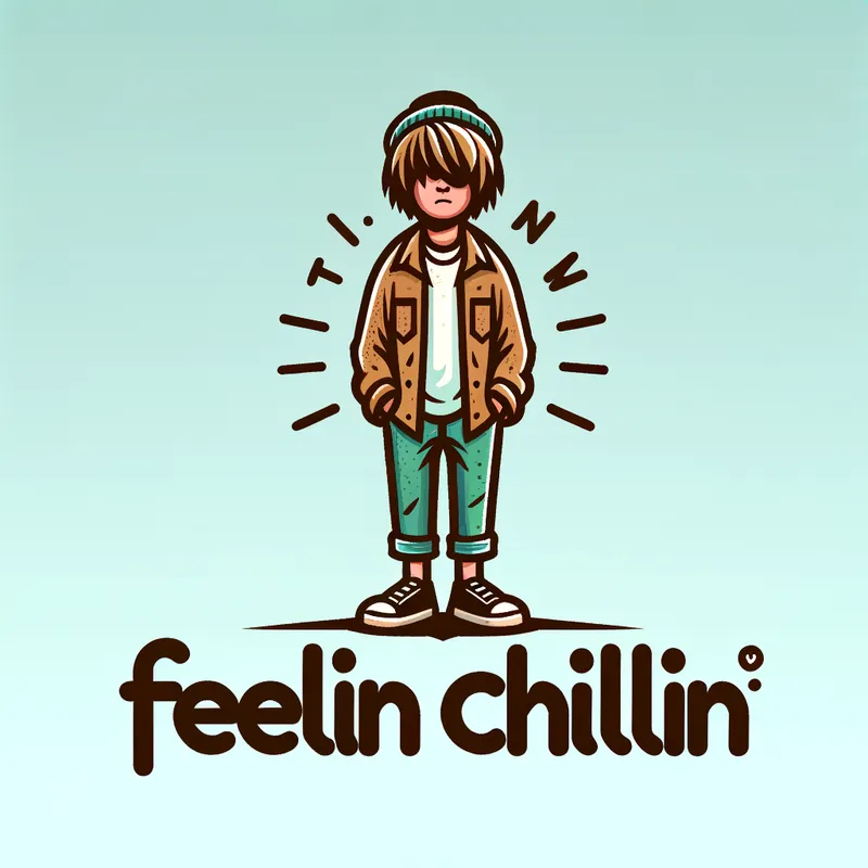 Chill Vibes Logo - A logo for 'Feelin Chillin' that showcases an emo hippy-inspired character with a relaxed, laid-back expression. - AI image generated with Art