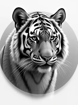 Circular Grayscale Tiger Portrait