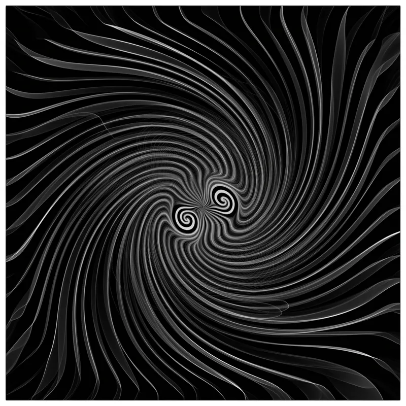 Clean Aesthetic Spiral Pattern - A modern black-and-white tapestry characterized by a fusion of spirals and interlocking geometric patterns, creating a hypnotic and sophisticated visual experience. - AI image generated with Imagen 3 - contour drawings