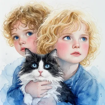 Close-Up: Siblings with Cat