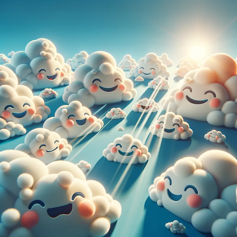 Clouds' Joyful Laughter - clouds are laughing - AI image generated with Art