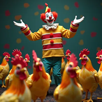 Clumsy Clown Juggling Chickens