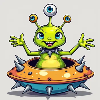 Colorful Cartoon Alien Welcomes You