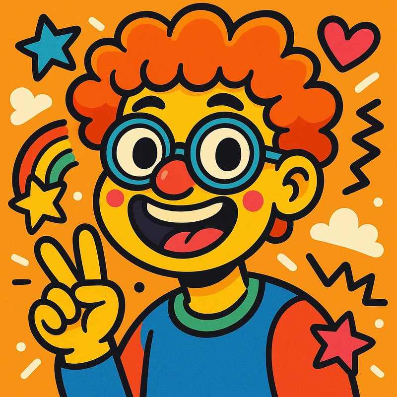 Colorful Cartoon Character - Create a cartoon-style image of a person with bright, exaggerated features, vibrant colors, and playful elements that highlight their personality. - AI image generated with GPT Image