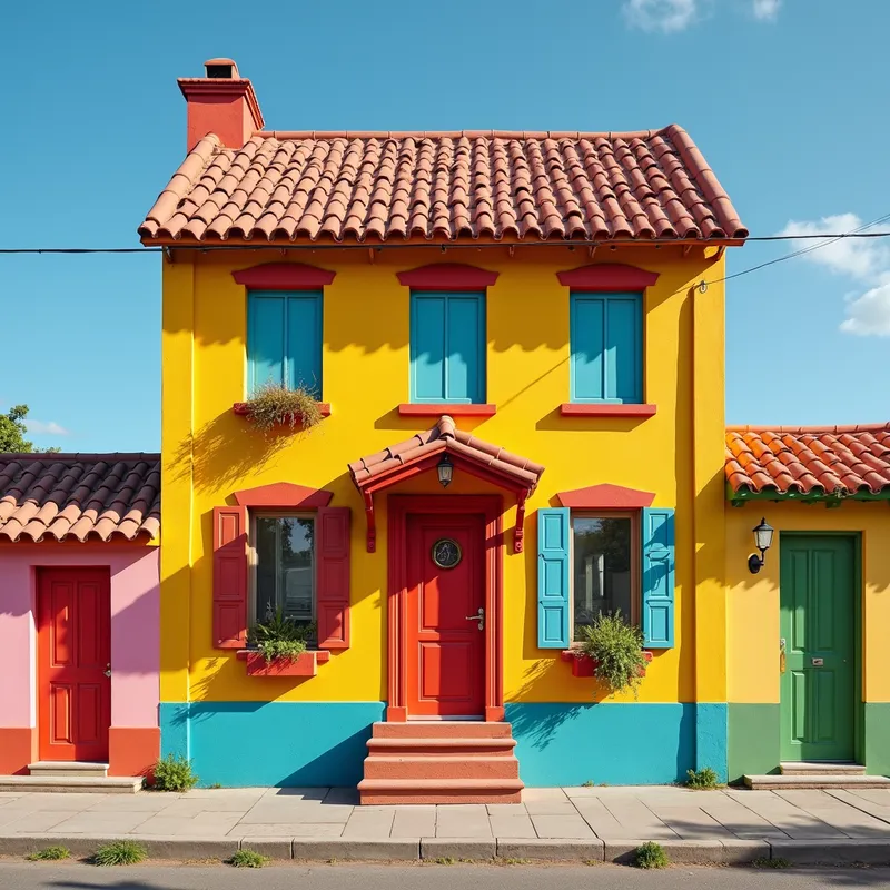 Colorful Fun House with Faces - vibrant fun house with face on walls
- AI image generated with Photorealistic 2