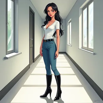 Contemptuous Gaze in Sunlit Corridor