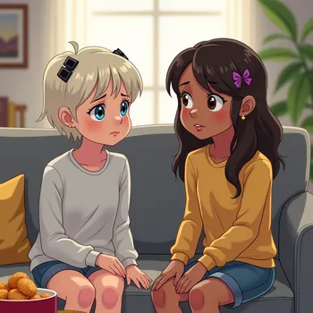 Contrast of Emotions on Cozy Couch