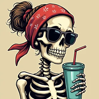 Cool Skeleton Rocking a Bun and Shades