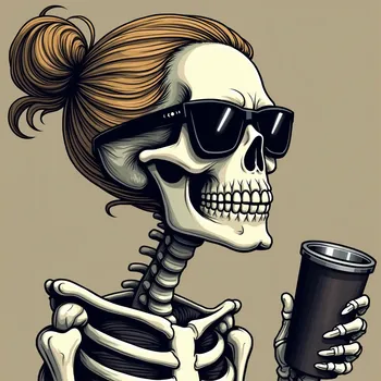 Cool Skeleton with a Bun and Shades