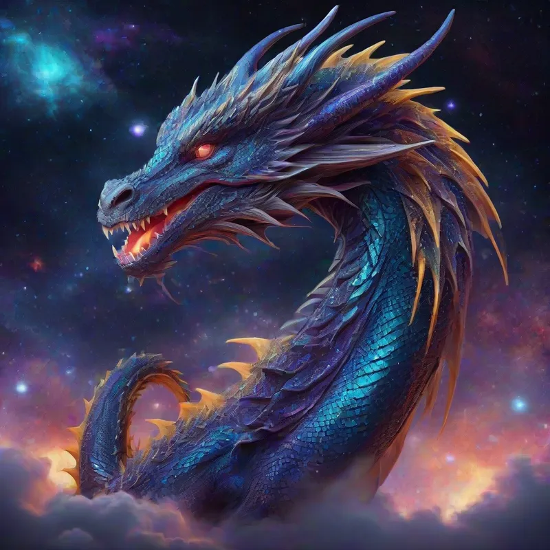 Cosmic Dragon in Outer Space - cosmic dragon - AI image generated with Stable Diffusion XL