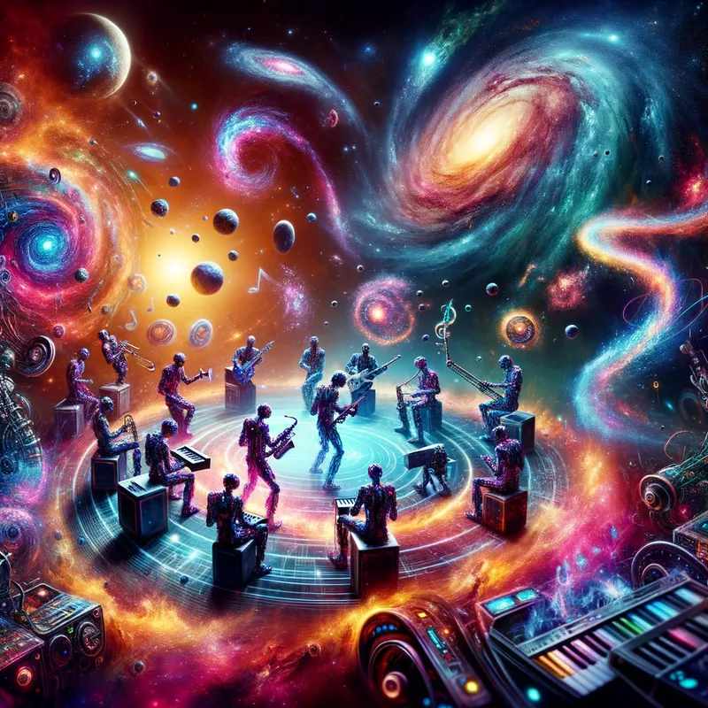 Cosmic Funk - galaxy cosmic funk jazz - AI image generated with Art - cybernetic 