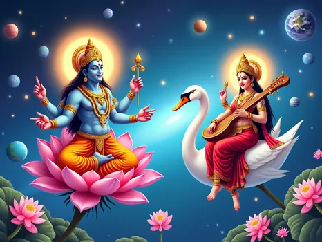 Cosmic Saraswati & Brahma