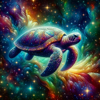 Cosmic Turtle Oil Art
