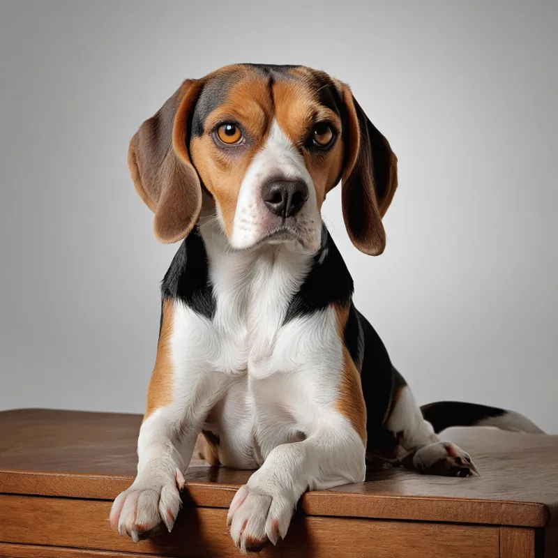 Cozy Literary Beagle Portrait - Centered on a pure white background with all parts fully visible. Nothing may touch or extend beyond the edges of the image. Do not crop any part of the subject, furniture, props, or text. A highly detailed photograph of a tri-color beagle sitting proudly and regally on a wooden desk in a scholarly setting. The beagle features striking amber eyes, a white chest, and lifelike fur texture. A full bookshelf with colorful books stands in the background, along with vintage-style typography that clearly reads: "THAT'S WHAT I DO, I READ BOOKS, I DRINK COFFEE & I KNOW THINGS." On the desk in front of the beagle is an open book with visible printed text and a ceramic coffee cup on a saucer. Warm, cozy illumination, cinematic framing, sophisticated reading-room ambiance, realistic materials and textures. - AI image generated with Photorealistic