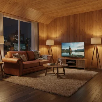 Cozy Nighttime Apartment Living Room