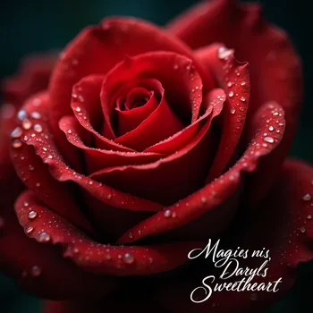 Crimson Rose with Elegant Script