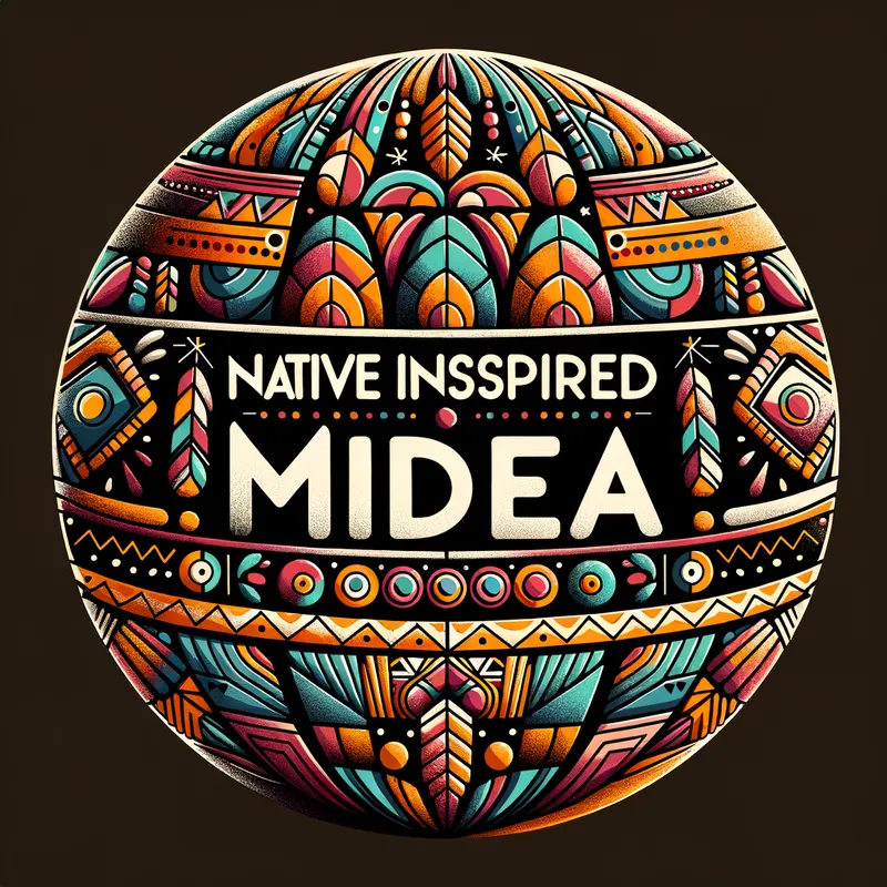 Cultural Orb - An image showcasing a spherical shape with the phrase 'nativeinspiredMidea' gracefully encircling it, adorned with vibrant, cultural motifs and hues. - AI image generated with Art