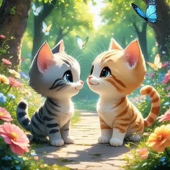 Curious Cats Meet in Sunny Park