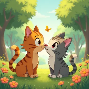 Curious Cats Meet in Sunny Park