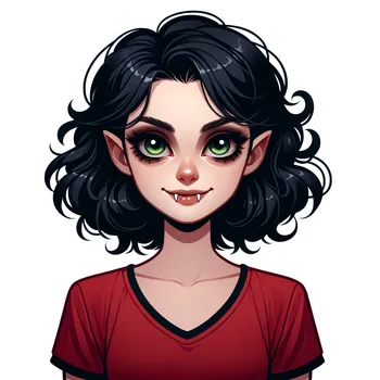 Curly-Haired Vampire Smile
