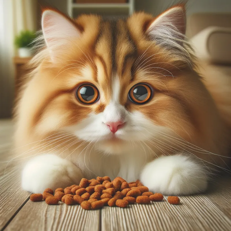 Cute Cat Dining Delight - cute cat eating - AI image generated with Art