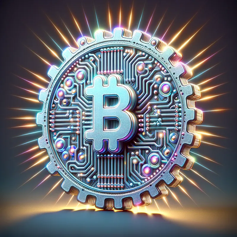 Cybernetic Gungilan Token - A 3D illustration of a mystical NFT chip with intricate cybernetic designs, emanating a holographic aura, perfect as a unique website logo. - AI image generated with Art