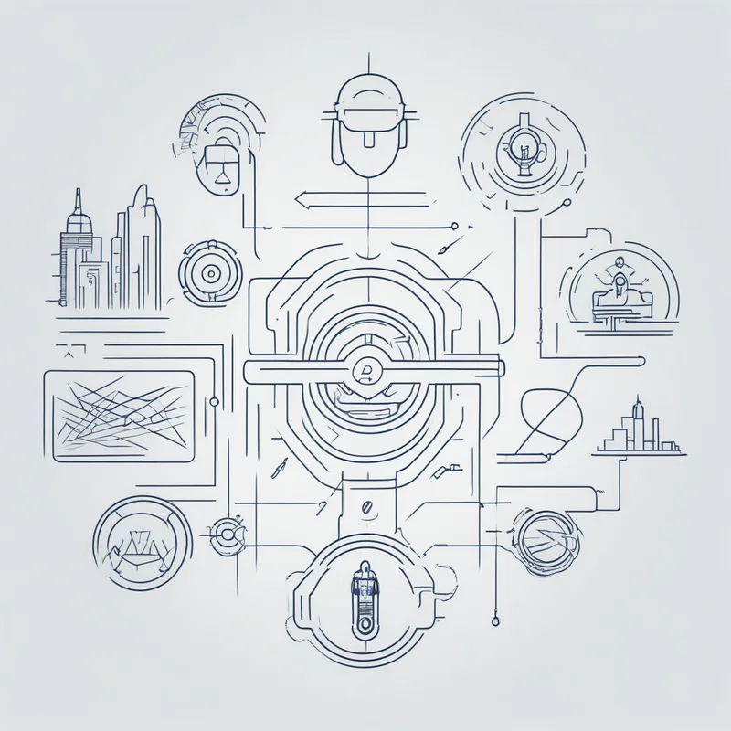 Cyberpunk Academic Leadership Symbols - image of things that symbolize academic and leadership strengths - AI image generated with Photorealistic - cyberpunk, minimalist line art