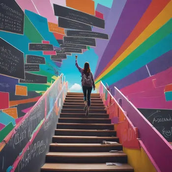 Cyberpunk Academic Progress Stairway